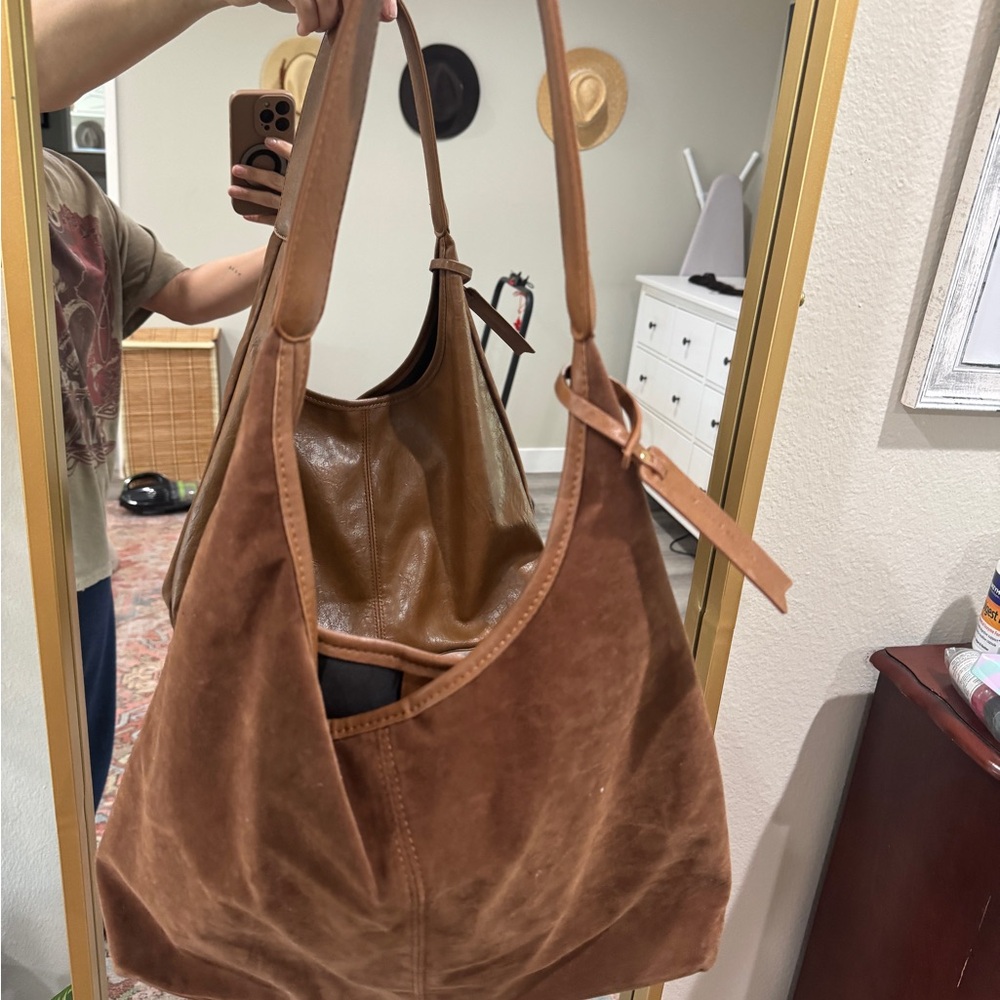 NEW Brown Hobo Bag with Wide Strap and Roomy Interior